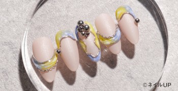 Silver×clear marble art