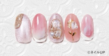 春のニュアンスパールネイル